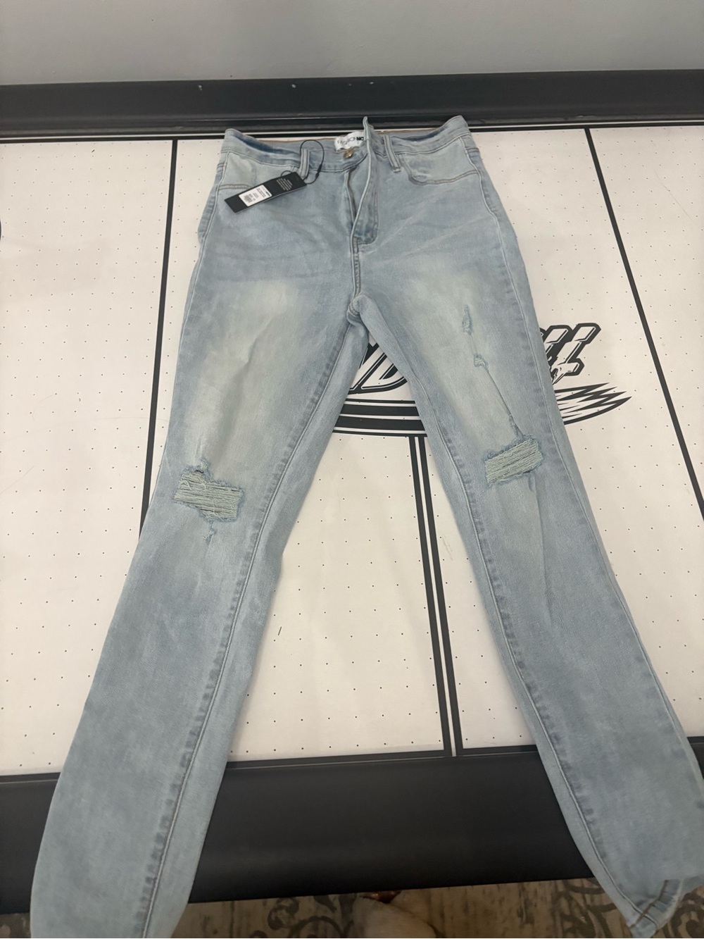 Fashion Nova Light Wash Skinny Jeans with Knee Rips